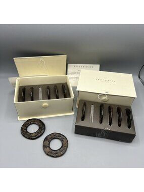 12 Pottery Barn Pounded Ring Napkin Rings Cast Brass With A Bronze Patina Rare